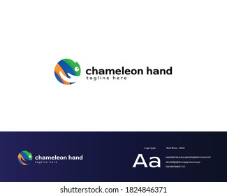 Chameleon colorful logo design template, awesome chameleon animal logo