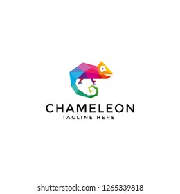 Chameleon with colorful logo design vector