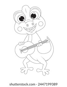 Chameleon coloring book for kids and adults black and white coloring book page svg