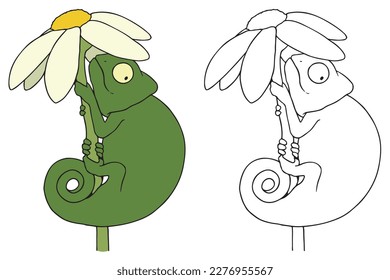 chameleon coloring page for kids