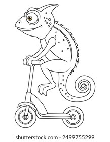 chameleon coloring page for kids and adults