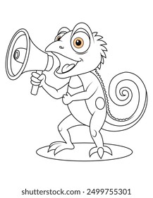 chameleon coloring page for kids and adults