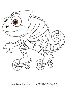 chameleon coloring page for kids and adults