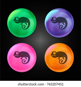 Chameleon crystal ball design icon in green - blue - pink and orange.