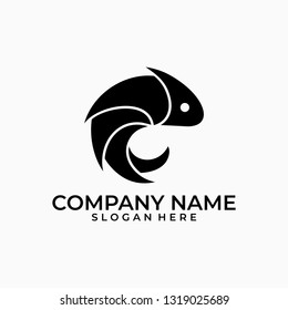 Chameleon design illustration black color vector template. Suitable for Creative Industry, Multimedia, entertainment, Educations, Shop, and any related business