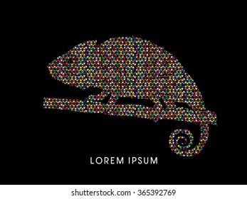 Chameleon designed using colorful mosaic graphic vector.