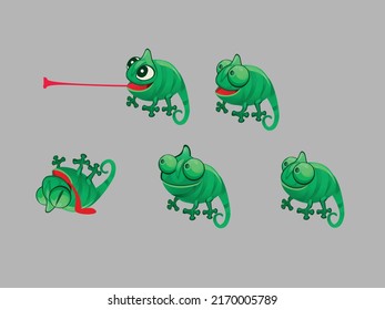 Chameleon with different pose. Can be animate with separated body part