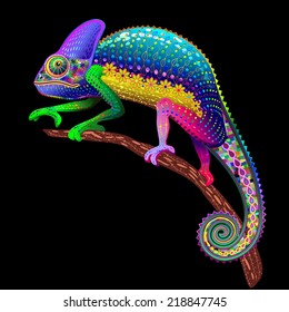 Chameleon Fantasy Rainbow Colors svg