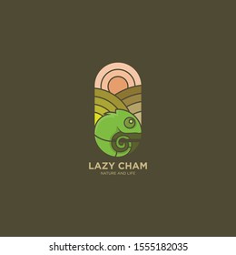 Chameleon Flat logo illustration design