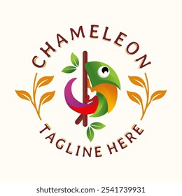 chameleon gradient logo. colorful chameleon logo design vector	
