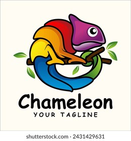 chameleon gradient logo. colorful chameleon vector illustration