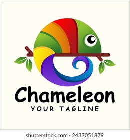 chameleon gradient logo. colorful chameleon vector illustration