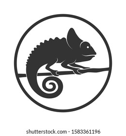 Chameleon graphic icon. Chameleon sign in the circle isolated on white background. Vector illustration