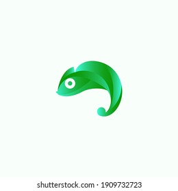 chameleon green vector illustration with gradient effect for icon, symbol or logo. simple chameleon logo