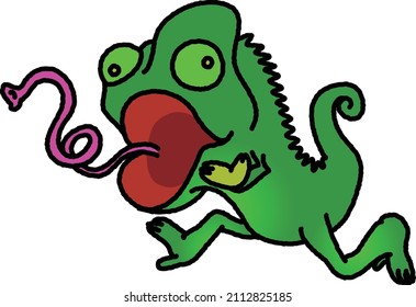 Chameleon with a hand-painted and energetic image
