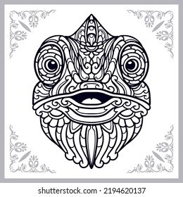 Chameleon head zentangle arts isolated on white background