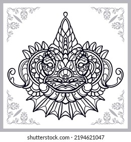 Chameleon head zentangle arts isolated on white background