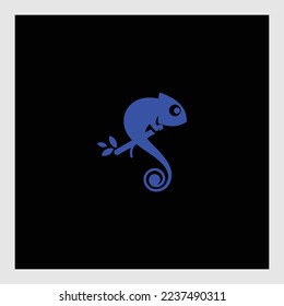 Chameleon icon. animal symbol. Lizard pictogram, flat vector sign isolated on black background. Simple vector illustration for graphic and web design.