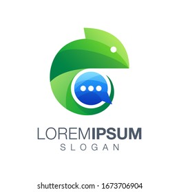 chameleon icon chat colorful gradient logo design