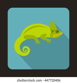 Chameleon icon in flat style with long shadow. Reptiles symbol