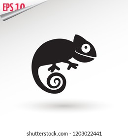 Chameleon icon. Flat symbol. Isolated sign chameleon on white background. Vector Illustration