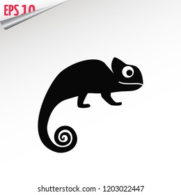 Chameleon icon. Flat symbol. Isolated sign chameleon on white background. Vector Illustration