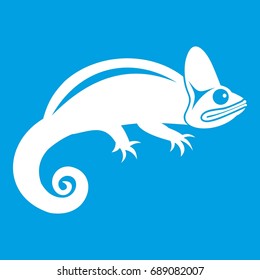 Chameleon icon white isolated on blue background vector illustration