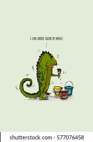 chameleon illustration, character design