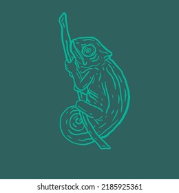 CHAMELEON ILLUSTRATION LINE ART SIMPLE HANDRAWN FOR TSHIRT LOGO DESIGN AND STICKER DESIGN 