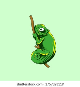 Chameleon illustration. Vector art. Can be use as mascot design, poster, and print.