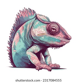 Chameleon aislado en blanco, ilustración vectorial 