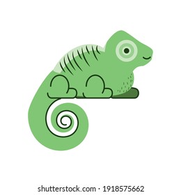 chameleon jungle animal in cartoon abstract design vector illustration
