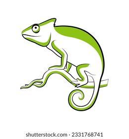 Chameleon line art logo design. Simple modern minimalist animal logo illustration vector.