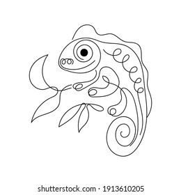 Chameleon Line Art vector illustration, Abstract Minimalist Wall Art