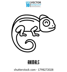 Chameleon line icon, outline vector sign. Animal concept. Eps 10 vector illustration.