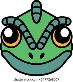 A chameleon in line icon style