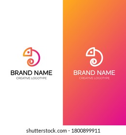 chameleon line logo design minimal and modern logotype vector template