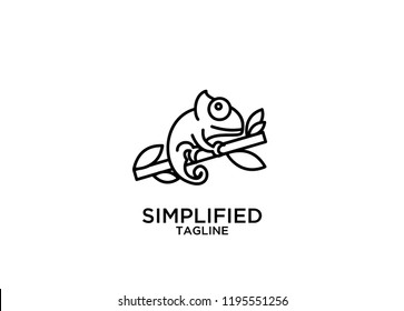 Chameleon Line Logo Icon Design Vector