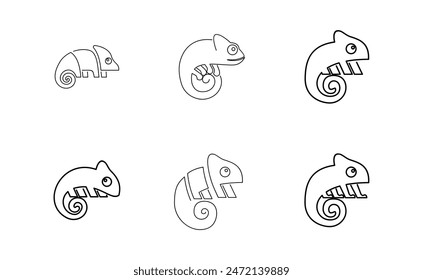 Chameleon line logo icon design vector illustration template