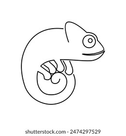 Chameleon line logo icon design vector illustration template
