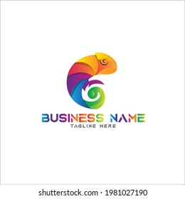 chameleon lizard creative reptile logo