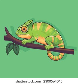 chameleon lizard iguana dragon cute cartoon character vector illustration
