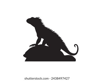 Chameleon lizard silhouette. Chameleon vector illustration. lizard art work.