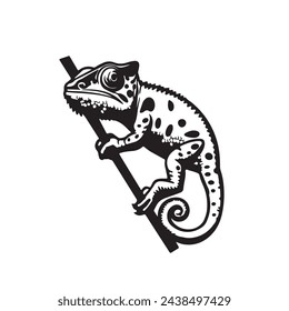 Chameleon lizard silhouette. Chameleon vector illustration. lizard art work.