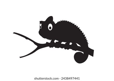 Chameleon lizard silhouette. Chameleon vector illustration. lizard art work.