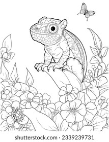 chameleon and lizards - Coloring Pages