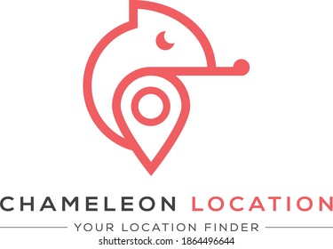 Chameleon location logo design. simple and modern logo in vector.
