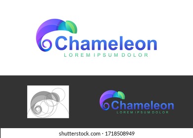 Chameleon logo animal icon simple minimalist modern.