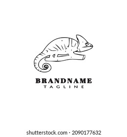 logotipo de camaleón plantilla de diseño de dibujos animados icono ilustración de vector aislado negro