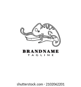 logotipo de camaleón plantilla de diseño de dibujos animados icono ilustración de vector aislado negro
